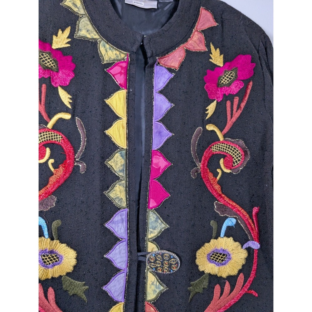 Soft Surroundings Long Embroidered Sweater/Jacket Floral Clasp - Picture 7 of 8
